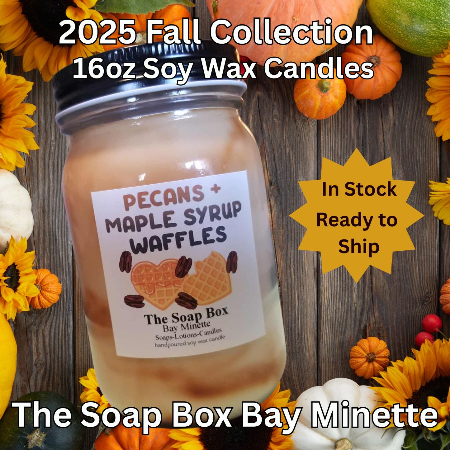 16oz Pecans& Maple Syrup Waffles Soy Candle